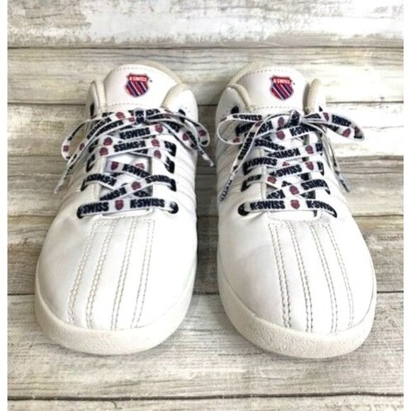 K-Swiss Varsity Unisex Sneakers Size 7 White & Black Leather 83643 - Picture 2 of 8